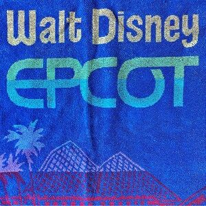 Vintage DISNEY Beach Towel Epcot Center 1980s Multicolor Bath Towel